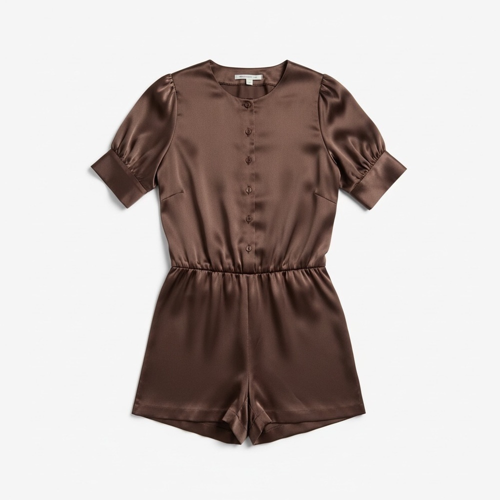 Zara Elegant Brown Satin Romper size S